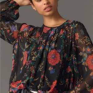 NWT Anthropologie Maeve Long-Sleeve Pleated Blouse - Size medium - retail $118
